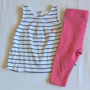 joe fresh striped cotton tank top & leggings matching outfit set 3-6 months baby